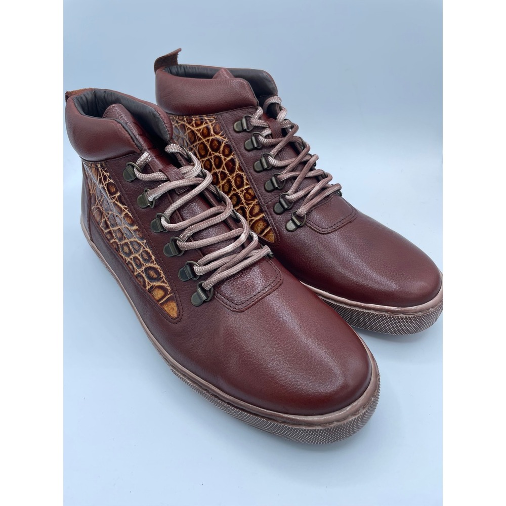 Belvedere Lucio Mens Brown Leather Alligator High Top Sneakers Size 12 Y12/LUCIO